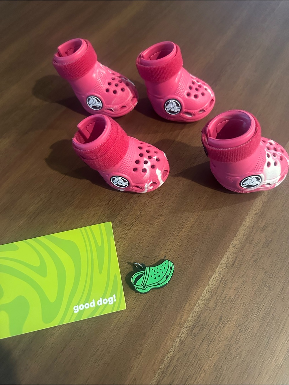 CROCS Small Pink Dog Paw Protectors with Anklet Straps NWOT